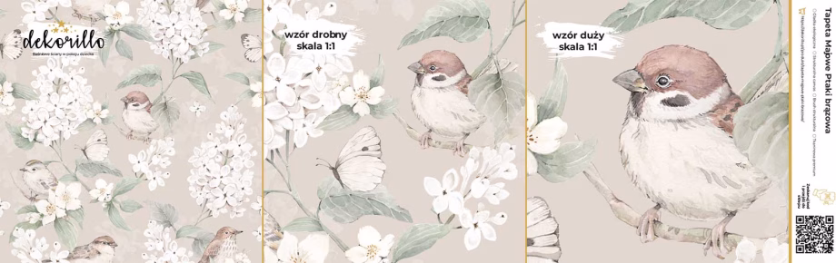 Wallpaper sample May birds brown