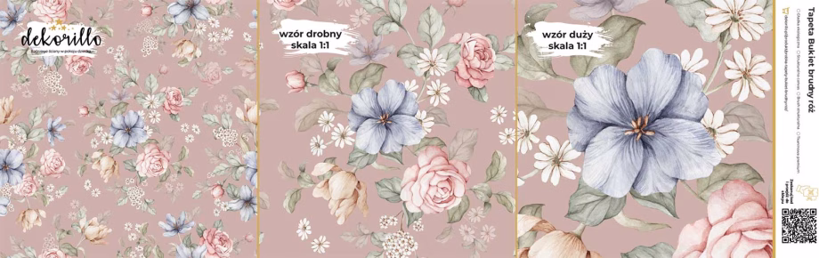 Wallpaper sample Bouquet dirty pink