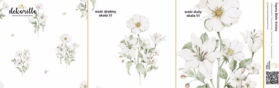 Próbka tapety Białe Kwiaty