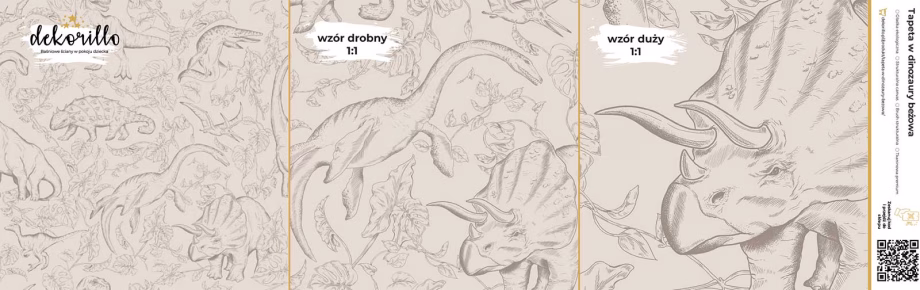 Próbka tapety w dinozaury beżowa