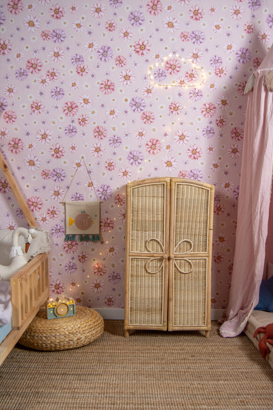Purple Garden Champagne Pink Wallpaper